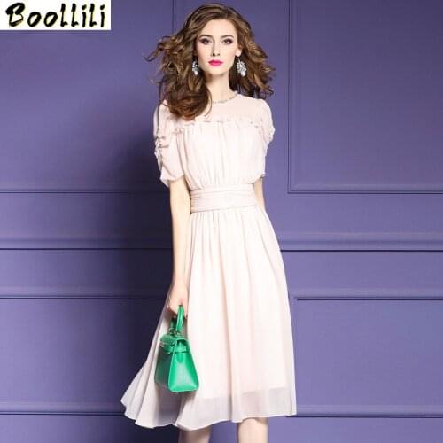 Boollili Summer Dress 2020 Vintage Elegant Chiffon Dress Women Clothes Ladies Dresses Party Midi Women Dress Plus Size Vestido