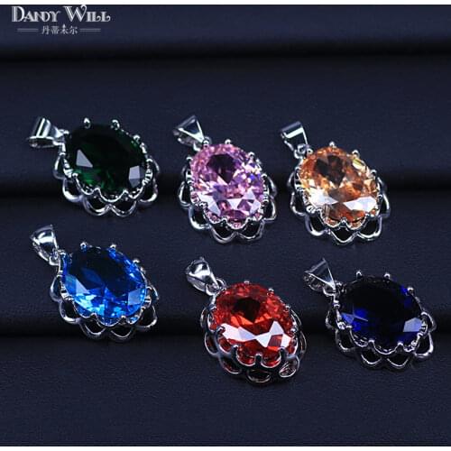 Hot silver color Necklace And Pendants Jewelry For Women With Box Chain Luxurious Big CZ Crystal Stone Accessories