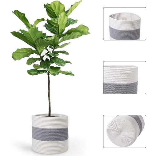 Flower Desktop Storage Storage Basket Plant Basket Storage Pots Cotton Rope Cotton Rope 20cm*20cm Rope Fabric Trunk Organizer