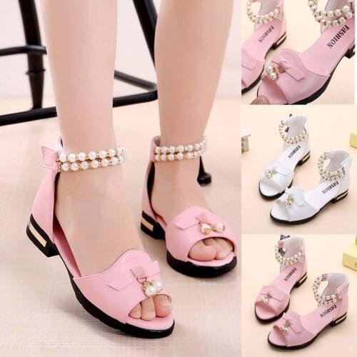2021 New Fashion Children Fashion Princess Glitter Leather Sandals Girl Heels School Shoes Big Kids Shoes for 4 to 13 Years