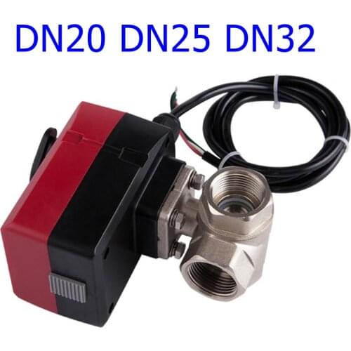 Electric Ball Valve Brass Motorized Valve Three Way Valve Can be Manually and Automatically AC 220V 24V DN20 DN25 DN32