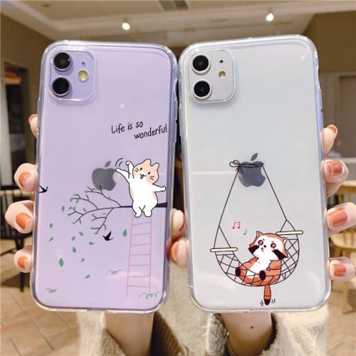 Cartoon Animal Creative Phone Case For iPhone 11 12 Pro Max Mini X XS XR 5 5S SE 7 8 6 6s Plus Cat Elephant TPU Back Cover Funda