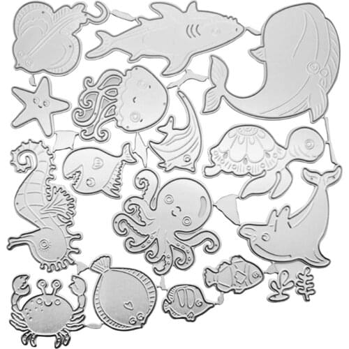 Hot Selling Ocean Animals Metal Cutting Dies Stencil DIY Scrapbooking Album Paper Card Template Mold Embossing Craft Decoration