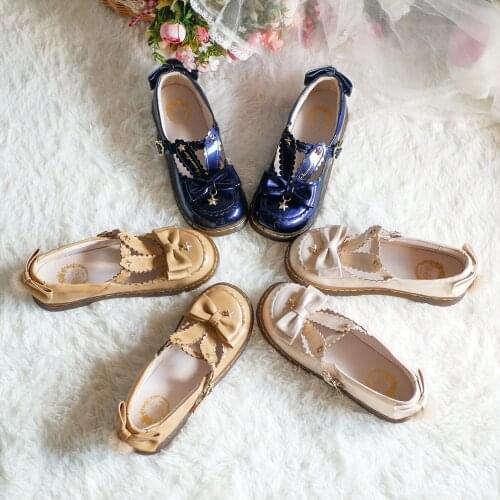 Japanese sweet lolita shoes kawaii girl round head flat heel shallow mouth kawaii shoes cosplay loli daily single shoes cosplay