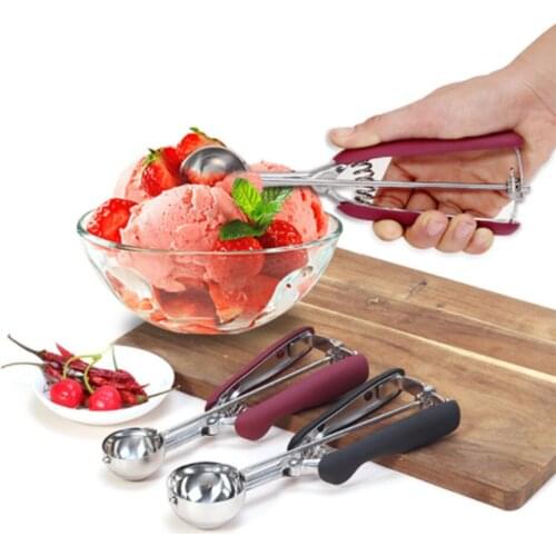 Stainless Steel Ice Cream Spoon Kitchen Tools Spring Handle Mash Potato Watermelon Ball Scoop Home Kitchen Accessories