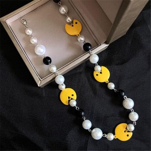 Luokey Men Hip Hop Pearl Choker Necklace Korean Harajuku Street Style Steel Punk Necklace For Women Chain Hiphop Fashion Jewelry