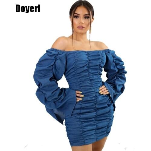 Long Sleeve Off Shoulder Pleated Dress Women Sexy Bodycon Party Dress Elegant Sheath Ruched Short Winter Autumn Mini Club Dress