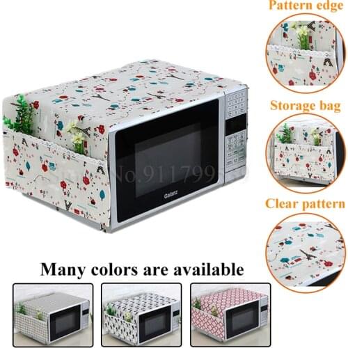 Linen simple and stylish microwave cover Microwave Oven Dustproof Cover With Pockets Cloth Microwaves Protector Covers Oven Cove