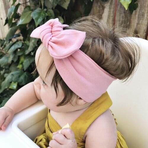 Baby Kids Girls Bow Headband Hair Accessories Knot Nylon Elastic Toddler Rabbit Bow Ear Hairband Cotton Headband Knot Head Wraps