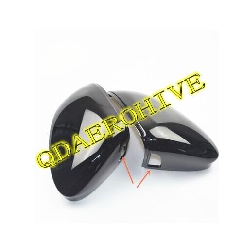 QDAEROHIVE Black For Golf 8 mk8 Mirror Cover Rear view Side Mirror Cap Housing Support Lane Change Side Assist Blind Spot assist
