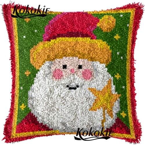 Christmas cushion mat Unfinished Crocheting Rug Kits Yarn Pillowcase 3d embroidery diy rug hooking tool latch hook pillow kits