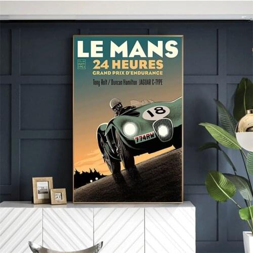 Nordic Home Decor 24 Hours of Le Mans Sports Car Poster Modern Canvas Painting Prints Wall Art Picture for Living Room Frameless