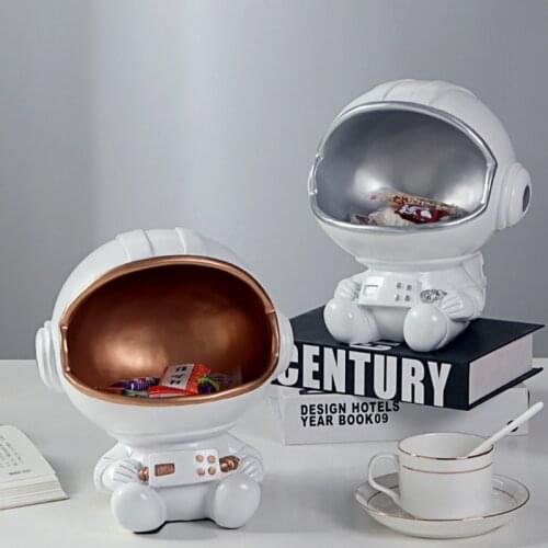 Creative Astronaut Key Storage Bowl Cartoon Spaceman Model Crafts Resin Candy Dish Art Snack Jewelry Holder Home Living