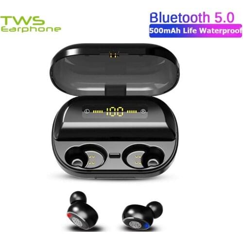 TWSearphone V11 LED Display Bluetooth 5.0 Headphones IPX7 Waterproof Earphones 9D Stereo Handfree Earbuds With Microphone