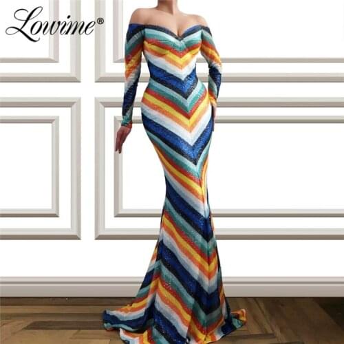 Sequins Mermaid Evening Dresses Custom Made V Neck Arabic African Party Gown Dubai Robe De Soiree Kaftans Islamic Prom Dresses