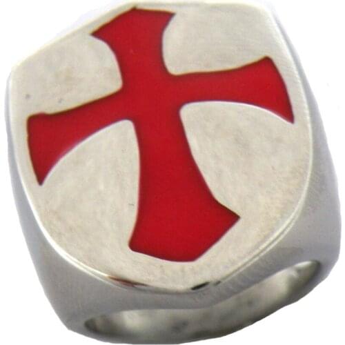 FANSSTEEL Stainless Steel Jewelry Shield Shape Cross Templar Knight Masonic Ring FSR13W01