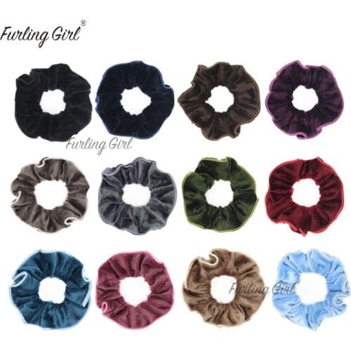 Furling Girl 1PC Overlocking Stitch Velvet Hair Scrunchies Elastic Hair Bands Ties Ponytail Holder Women Hair Accessories
