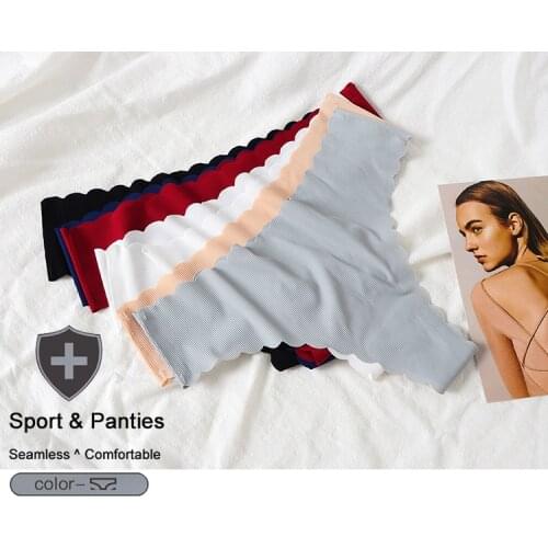 Ruffle Shape Underwear Sexy Solid Panties Women Sport Briefs Soft Cotton Seamless Low Rise G-String Female Thongs Lady Lingerie