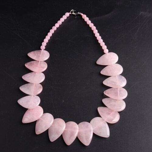 1PC Natural Stone bead Pink Quartz necklace teardrop beads Stone necklace women necklace Collar women jewelry dropship suppliers