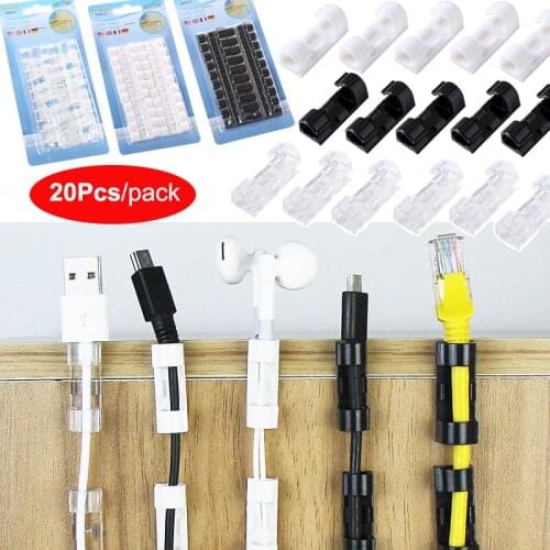 20Pcs Wire Wall Clamp Finisher Wire Organizer Cable Clip Buckle Clips Ties Fixer Adhesive Fastener Holder Data Line Cable Winder