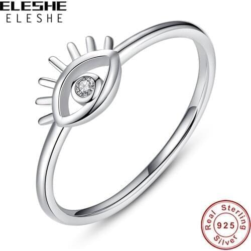 2020 Fashion Lucky Eyes Finger Rings for Women 925 Sterling Silver Simple Ring For Wedding Ring Silver Jewelry
