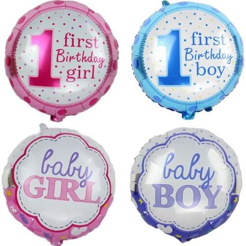 50pcs/Lot Number 1 Balloon Baby Boy & Girl Birthday Shower Decor 1 Year Birthday Party Layout Digital Aluminium Foil Ballon