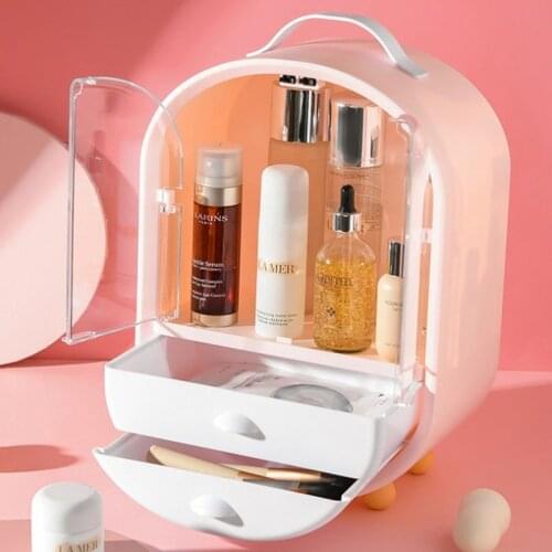 Acrylic cosmetic storage box double door drawer type dustproof student dormitory finishing dressing table transparent shelf