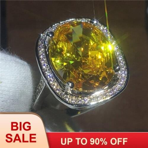 Brand Jewelry Anniversary rings oval cut 10ct AAAAA Zircon Cz White Gold Filled Engagement wedding band ring for women Bridal