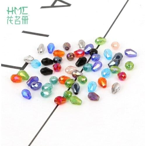 Approx 100pcs 3x5mm Austrian Crystal Beads Water Drop Glass Beads Bracelet Charm Loose Spacer Beads for DIY Jewelry Making