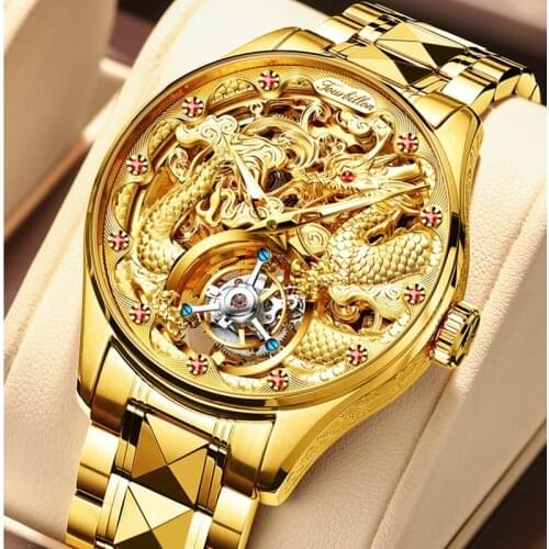 New Luxury Genuine Tourbillon Diamond Mechanical Mens Watch Skeleton Luminous Sapphire Men Watch Business Stainless Steel Watch