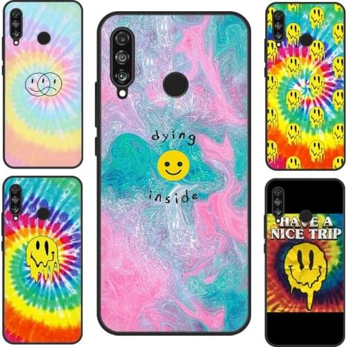 Colorful Tie Dye Smiley Face For Huawei P40 Lite P20 P30 Pro Mate 20 Lite Nova 5T P Smart 2019 Case For Honor 8X 9X 10i