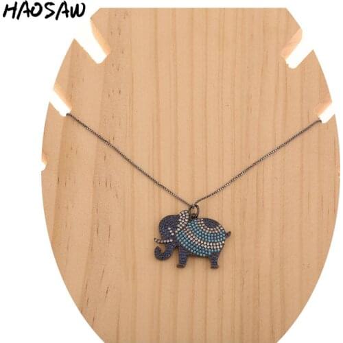 HAOSAW Choose Color/Micro Pave Charms/Elephant Pendant Necklace/Colored Charm Necklace/Women Jewelry Making