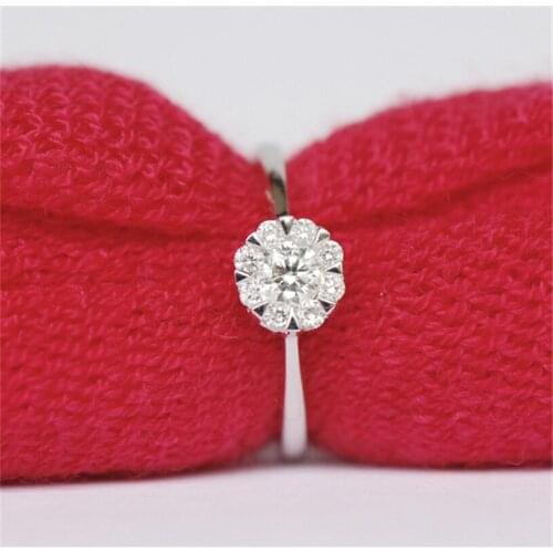 0.15Ct Pretty Flower Ring Genuine 925 Sterling Silver Ring Jewelry Romantic Tryst Gift White Gold Color