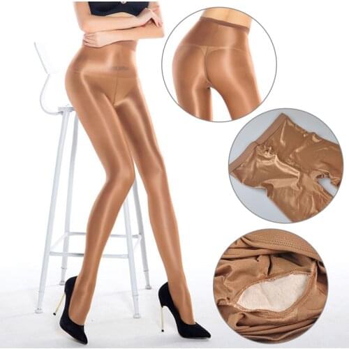 70D Women Sexy Oil Shiny Glitter Tights Sparkle Pantyhose Female Black Glossy Stockings Sheer Mesh Glossy Pantyhose