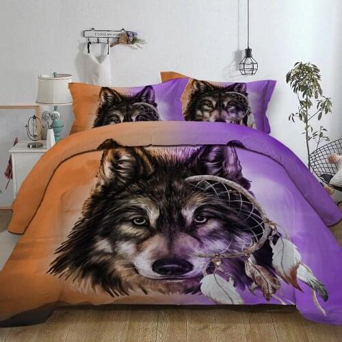 Wolf dreamcatchers Bedding Set purple Duvet Cover Bedclothes Twin queen king size 3pcs Home Textiles dropship