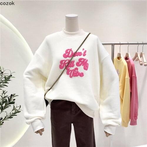 Korean Clothes Women Hoodies Loose Plus Half-high Collar Long sleeve Pullover Oversized Hoodie Womens Top Crewneck Sweatshirt