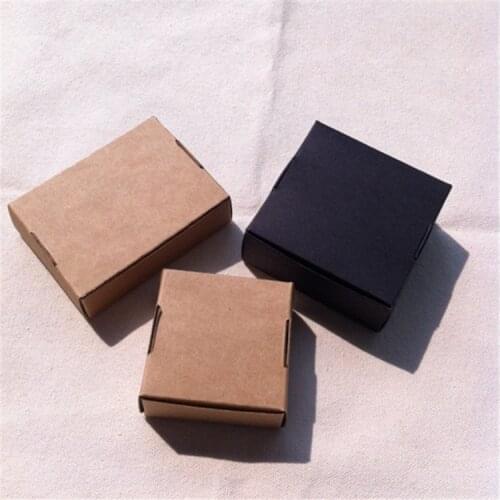 50pcs 7*7*2.2cm Brown Kraft Paper Box Natural Kraft Paper Gift Packaging Box Handmade Candy Soap Paper Cardboard Box