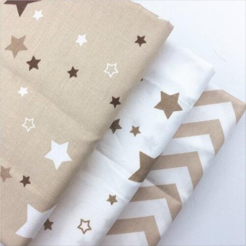 Brown Stars Twill Diy Cotton Fabric for Baby Patchwork Quilts Tilda Cushions Pillows Cover Handicraft Sewing Tissus au metre