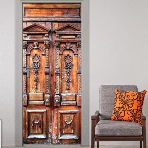 Creative Door Sticker Classic Gate Door Mural Door Cover Wall Stickers Kitchen Wallpaper Renew Mural Decal Kids Home Decor