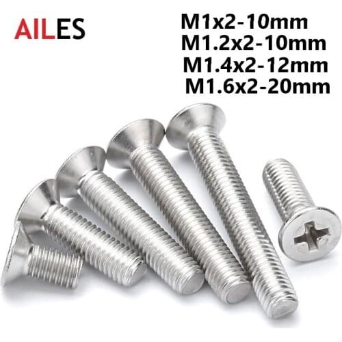M1 M1.2 M1.4 M1.6 Cross Recessed Countersunk Screws 304 Stainless Steel Phillips Flat Head Machine Bolts 3 4 5 6 8 10 18 20mm