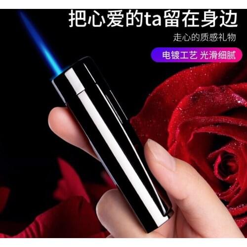 Retro Metal Inflatable Windproof Lighter Creative Personality Blue Flame Web Celebrity Straight Cigarette Lighter