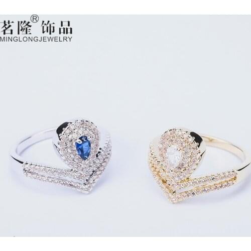 Fashion Rings For Women Bridal Wedding Trendy Jewellery Engagement Golden Heart Rings Jewelry Accessory Promise Gift Design