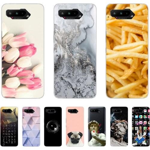 Soft Case for Asus ROG Phone 5 Silicon Flexible Transparent Shell Back Cases 6.78Inch Shockproof Bumper Dust-proof Anti-knock