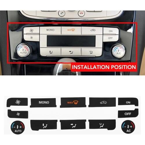 A Set Black Car Air Condition AC Climate Control Button Repair Sticker Decal For Ford S-Max/ For Mondeo Fix Ugly Button