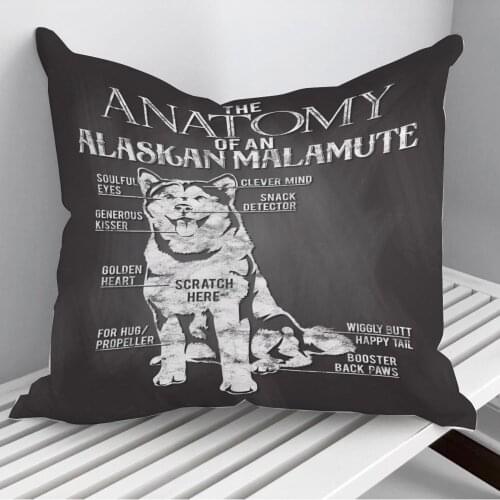 Alaskan Malamute Anatomy Throw Pillows Cushion Cover On Sofa Home Decor 45*45cm 40*40cm Gift Pillowcase Cojines Dropshipping