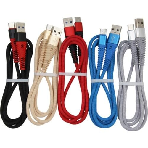 1m Nylon Type C 8Pin Micro USB Cable For iPhone 11 X 8 7 6 6S Plus Samsung S9 Xiaomi Android Phone Usb Charging Cord Wire 500pcs