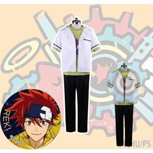 2021 New Anime SK8 the Infinity Reki Kyan Cosplay Costume Yellow Hoodie Sweatshirt Jacket SK Eight Red Wig Skateboard Outfit