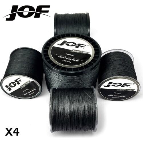 JOF 300M 500m 1000M Black Multifilament PE Braided Fishing Line Brand Series 4 Strands Super Strong 10lb-80lb