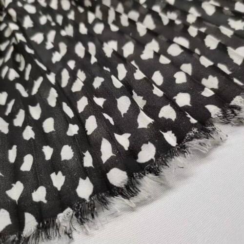 Pleated Chiffon Print Fabric Organ Crushed Soft Breathable DIY Skirt Sewing Material