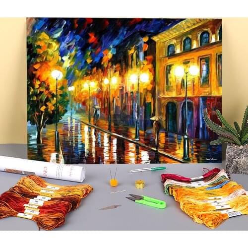 Fascination The Night Printed Water-Soluble Canvas 11CT Cross Stitch Kit Embroidery DMC Threads Needlework Counted